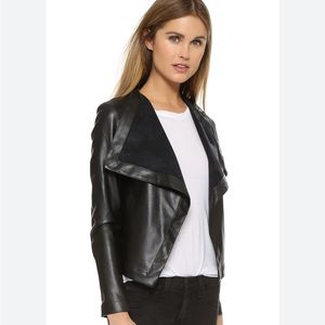 BB Dakota Women's Faux Leather Drape Front Jacket
